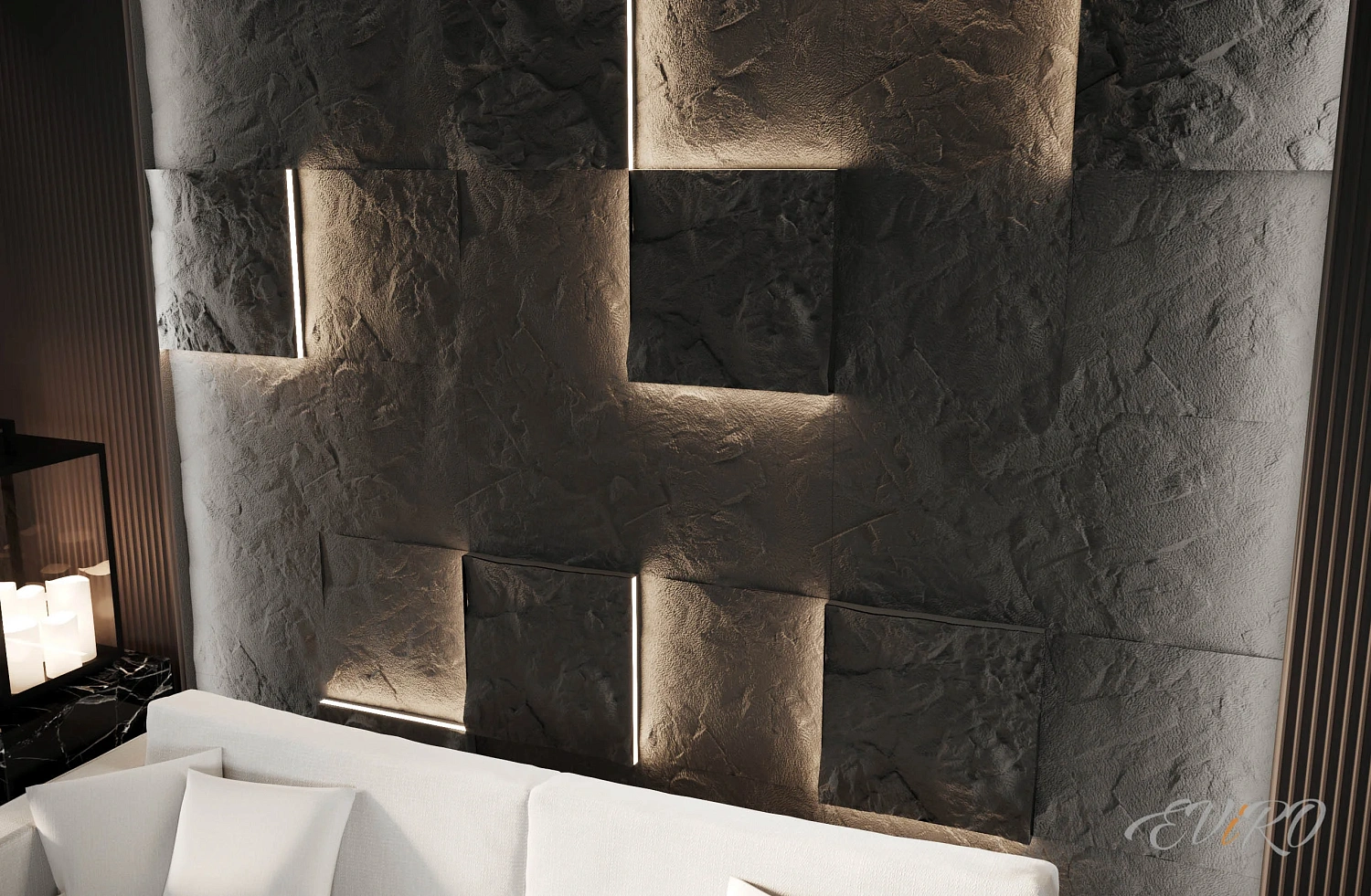 Гипсовая 3D панель EViRO Mountain Rock LED