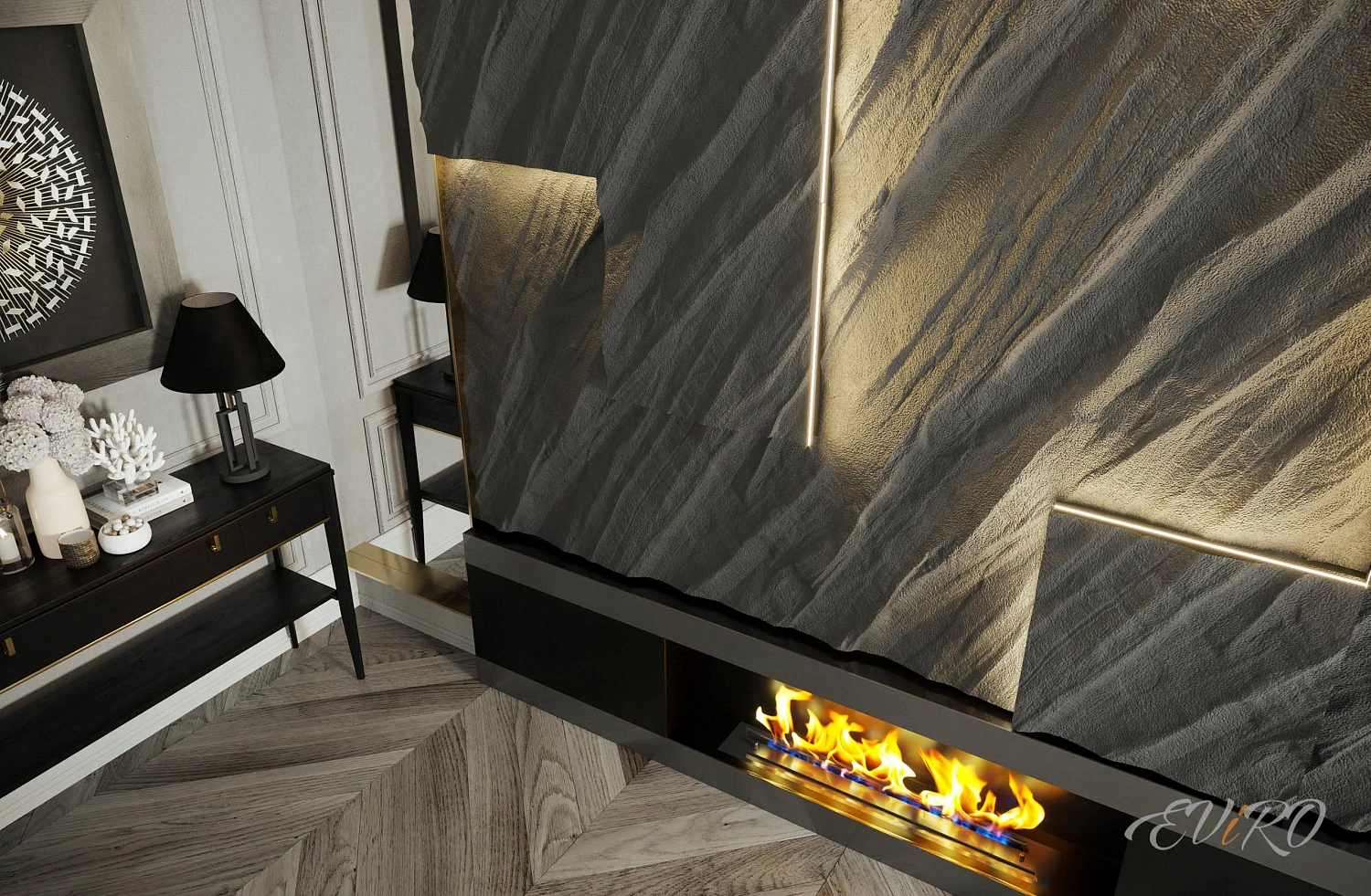 Гипсовая 3D панель EViRO Line Rock LED